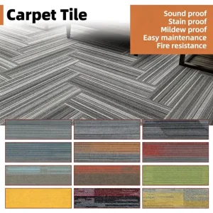 Factory Direct Striped Linear Texture Plank Carpet Tiles 25x100cm with Soundproof and Stain Proof for Commercial Office Flooring