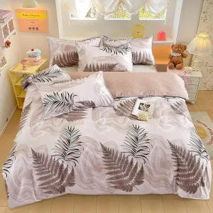 Factory Direct Super King All Season Home Adult Comfort Bedding Set Double Fitted Polyester Sheet Plant Design Knitted