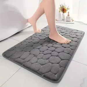 Factory Direct Super Water Absorbent Thick Coral Fleece Bath Mat Cobblestone Embossed Non Slip PVC Backing Soft Pad Bathroom