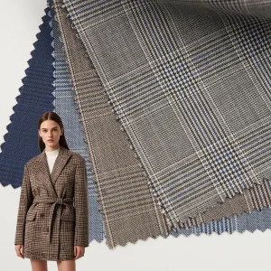Factory Direct Supply 100% Merino Wool Plaid Suit Fabric Yarn Dyed Twill for Women’s Jackets Worsted Yarn Type Woven Technics