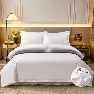 Factory Direct Supply White Hotel Bedding Set High Thread Count 60S 80S Cotton Hotel Bed Linen Custom Size Logo