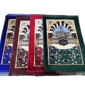 Factory Direct Two Colours Pattern Embossed Soft Pilgrimage Rug Prayer Mat Worship Blanket