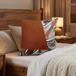 Factory Direct Vintage style Leather Patchwork Throw Pillows for the Head of a Bed Sitting Room Sofa Decoration Pillows