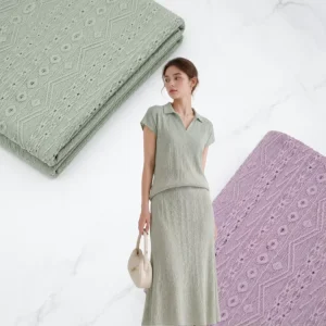 Factory Direct Warp Knit Jacquard Fabric Geometric Texture Micro Stretch Textile for Men Women Apparel OEM Supply 50+ Colors