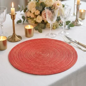 Factory Direct Washable Braided Table Mats Rattan Place Mats Round PP Cotton Yarn Woven Insulation Woven Placemats for Dining