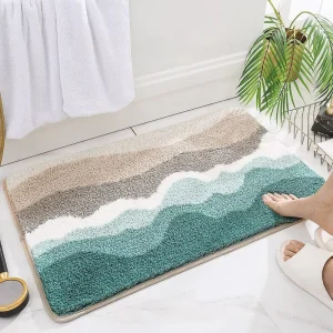 Factory Direct Waterproof Bath Mat for Floor Non-slip Flower Sea Wave Absorbent Mat Bathroom Bathing Mats