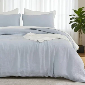Factory Directly Duvet Covers Set Cotton Blue Muslin Duvet Cover Set Breathable Muslin Duvet Cover for All Season