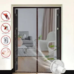Factory Directly Summer Mosquito Fly Bug Protection Automatic Closing Kitchen Magic Door Screen 100% Polyester Pleated