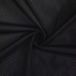 Factory Dry Fit Wicking 110gsm 100% Polyester Black Dot Mesh Fabric for Basketball Football Sports Vest