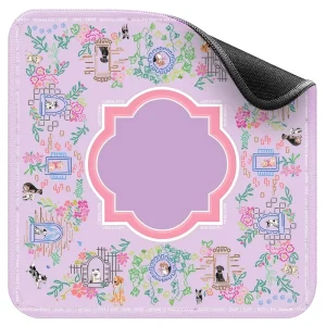 Factory Eleshine ES M106 31.5in Stitched Edge Modern Luxury Mahjong Mat Purple Floral Dog Print Anti Slip Rubber