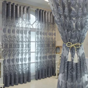 Factory European Style Polyester General Pleat Window Screen Curtains for Bay Window