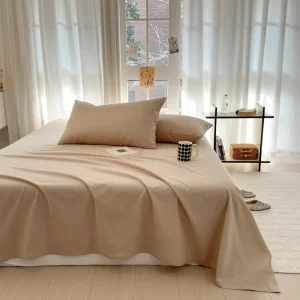 Factory Flat Sheet Class 100% Cotton Flat Sheet 3 Pieces Baby grade Washed Cotton Solid Color Cotton Single Bed Sheet