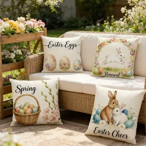 Factory High Quality Easter Home Decorative Throw Pillow Cover Linen Plush 45x45cm Anti-Bacteria Eco-Friendly