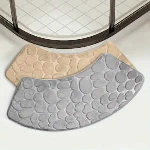 Factory High Quality Scalloped Non slip Bath Tub Mat Anti slip Super Absorbent Solid Color Quick Dry Home Bath Stone Mat