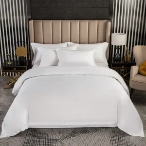 Factory Hotel Collection White 100% Cotton Satin Sheets Bed Sheet Set With Pillowcase 4pcs for Hotel Bedding Set