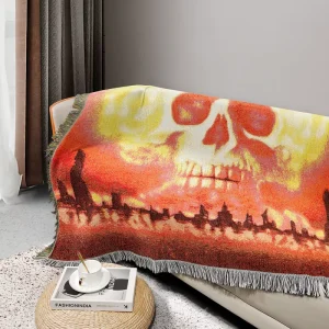 Factory Jacquard Woven Blanket Custom Design Fringe Tapestry Blanket for Picnic