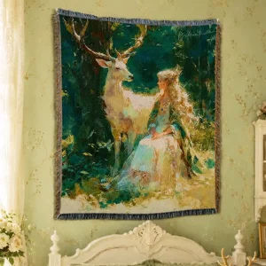 Factory Jacquard Woven Blanket Custom Design Fringe Tapestry Blanket for Picnic