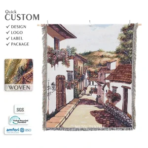 Factory Jacquard Woven Cartoon Vintage Tapestry Blanket for Picnic Customizable Sizes Four Seasons Use Eco Friendly