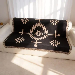 Factory Jacquard Woven Sofa Blanket Camping Cotton Polyester Throw Blanket Tapestry Blanket Custom