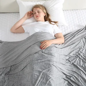 Factory Lightweight Breathable Thin Jersey Cotton Home Travel Summer Throw Blanket Ice Cooling Blanket for Summertime