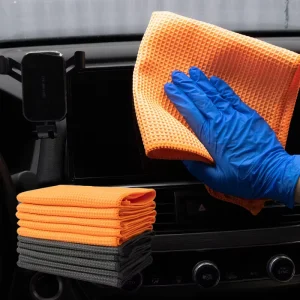 Factory Lint Free 40*40cm Waffle Weave Microfiber Cleaning Towel Soft Quick Dry Car Wash Drying Cloths