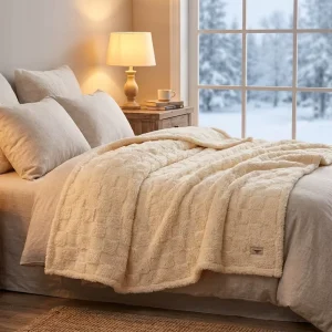 Factory Luxurious Electric Heated Soft Sherpa Fur Blankets That Are Washable and Soft to the Touch
