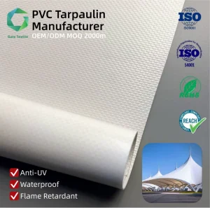 Factory Manufactures Custom Tensile Membrane Rainproof Membrane Structure 1100GSM PVDF PVC Coated Tarpaulin Fabric
