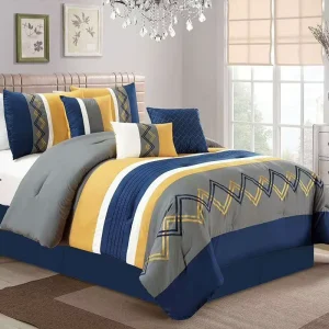Factory Modern American Style Home 7 Pcs Luxury Microfiber Fabric Eco-Friendly Embroidered Plain Comforter Set