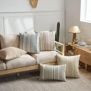 Factory Modern Light Luxury Yarn-Dyed Striped Cushion Cover Sofa Throw Pillow Cover for Living Room Model House Decor