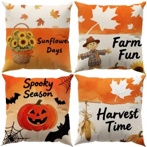 Factory Modern Vintage Colorful Maple Leaf Linen Eco Friendly 600TC Decorative Throw Pillow Cover with Zipper