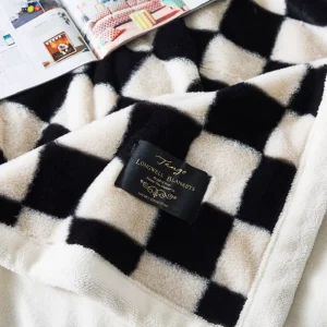 Factory Morden Design Rabbit Fur With Sherpa Fleece Heavy Weight Super Soft Checkerboard Fleece Blanket