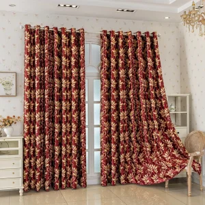 Factory New Design Thick Leaf Jacquard Blackout Curtains Polyester for Living Room Bedroom
