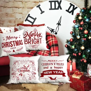Factory New Sofa Throw Pillow Custom Design Printed Merry Christmas Cushion Cover 100% Cotton Filling Eco Friendly