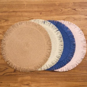 Factory Nordic Style Round Braided Woven Placemats Table Mats Set Individual Para Comedor Place Mats