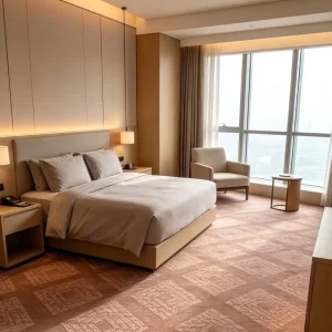 Factory Nylon Guest Room Full Paving Carpet Flame Retardant Sound Absorb Custom Pattern Free Sample Bulk Hotel Client
