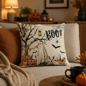Factory OEM Custom Design Soft Sofa Digital Printed Halloween Throw Pillow Covers Eco Friendly 600TC Removable Decor