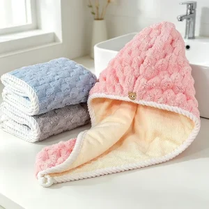 Factory OEM Custom Logo Microfiber Hair Turban Fast Drying Hair Wrap Towels Hair Drying Cap for Spa and Bath