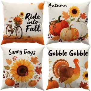 Factory OEM Custom Soft Sofa Square Digital Printed Fall Pumpkin Throw Pillow Covers for Home Decor