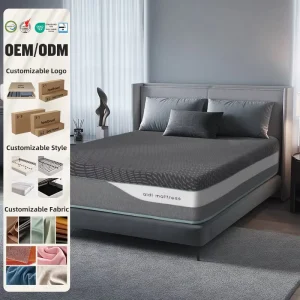 Factory OEM Custom Temperature Regulating Spinal Support Memory Foam Orthopedic Roll in a Box Pillow Top Bed Mattress