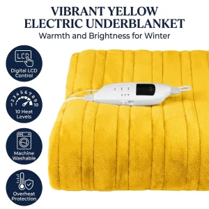Factory OEM Custom Vibrant Yellow Ultra Soft Washable Precise Digital LCD Control Safety Overheat Protection Electric Underblanket