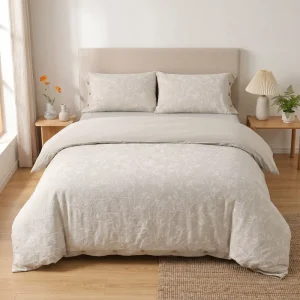 Factory OEM ODM Cotton Jacquard Bedding Set Four Piece Plant Pattern All Season Custom Bedding Set Duvet Cover Set