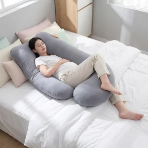 Factory OEM Soft Pregnancy Pillow U Shape Dark Gray 140x70cm Mom Sleep Full Body Support with Removable Cover Maternity