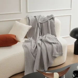 Factory Offer 4 6 Layer Woven Solid Festival Organic Cotton Couch Bed Muslin Blankets Breathable Four Seasons Use