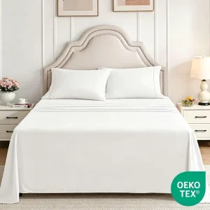 Factory Organic 100% Cotton Bedding Set Breathable Wrinkle Resistant Fitted Flat Sheet Linen for Hotel Home Resort