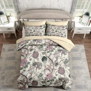 Factory Oriental Wisteria Series Polyester Waterproof Vintage 200TC Comforter Cover Plant Floral Design Durable