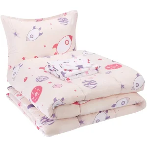 Factory Pink Rocket Kids Cartoon Girls Quilt Bedding Sets Eco-Friendly Comforter Set Sheet Set