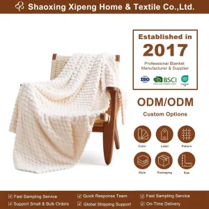 Factory Plain Jacquard Flannel Blankets Soft Comfortable Faux Rabbit Fur Jacquard Blanket for Bed Sofa Home