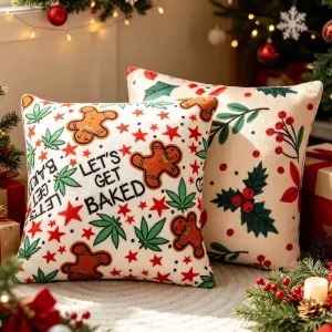 Factory Polyester Printed Square Cushion Cover Christmas Living Room Decoration Throw Pillow Cover