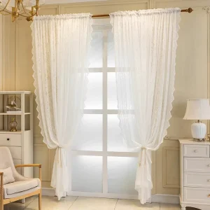 Factory Polyester Warp Lace Sheer Curtains for Bay Window Living Room Bedroom Dining Room