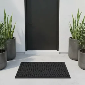 Factory Popular Outdoor Modern Washable Cushioned Striped Door Mat Entrance Braided Technics Non Slip Stain Resistant